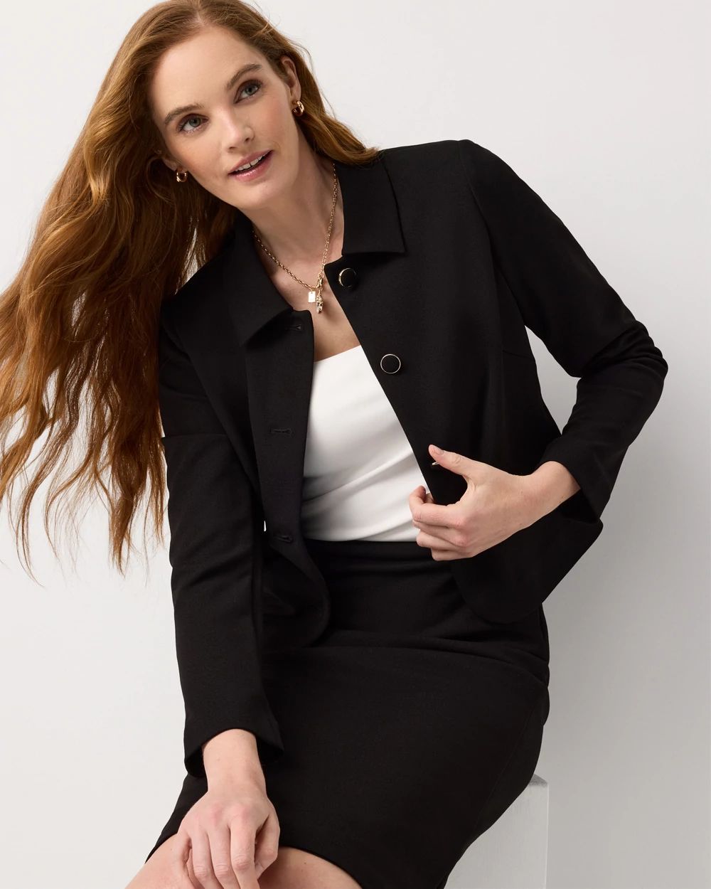 Knit Crepe Cropped Jacket | White House Black Market